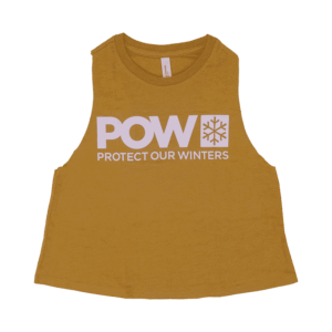 POW Stacked Logo Racerback Cropped Tank - Heather Mustard